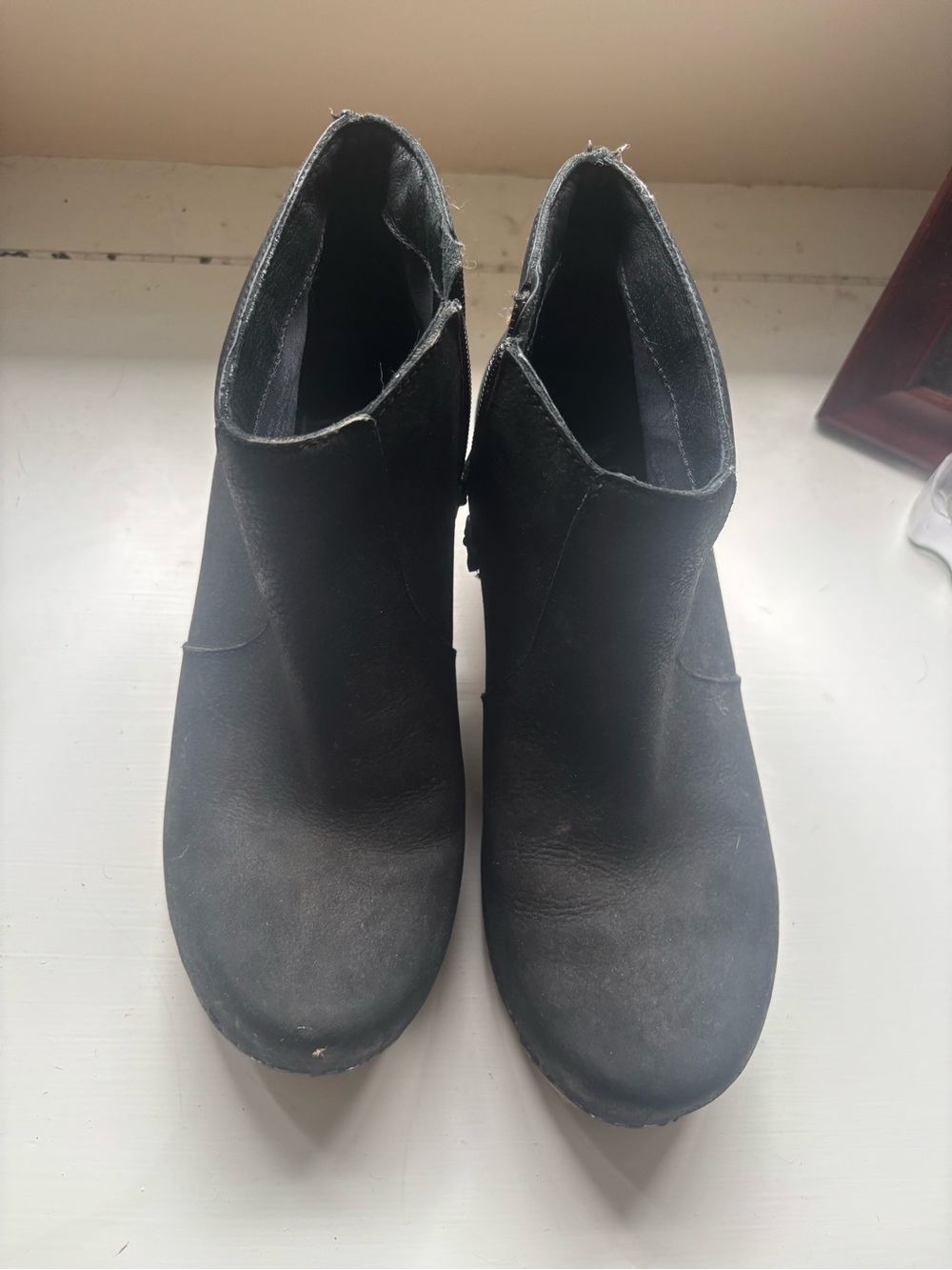 Dansko Black Leather Ankle Booties with Side Zip